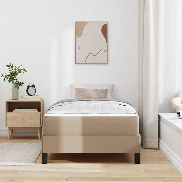 vidaXL Bed Frame with Mattress Cappuccino 35.43 x 78.74 in Fabric