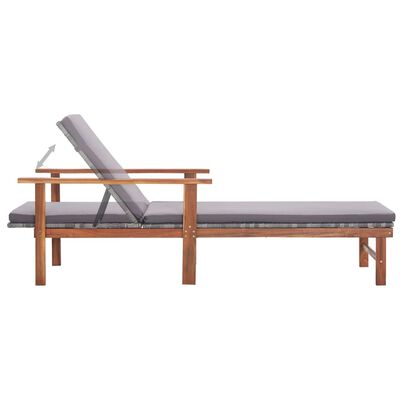 Chaise lounge with adjustable backrest in mid recline, gray cushion