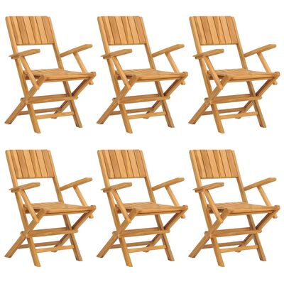 vidaXL Folding Patio Chairs 6 pcs 21.7"x24"x35.4" Solid Wood Teak