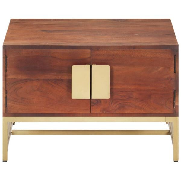 vidaXL Coffee Table Honey brown Solid acacia wood, iron 26.4x26.4x17.7 in