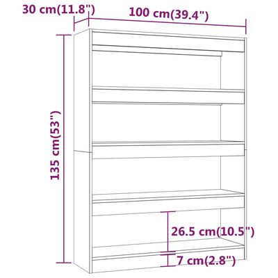 vidaXL Book Cabinet/Room Divider White 39.4"x11.8"x53.1"