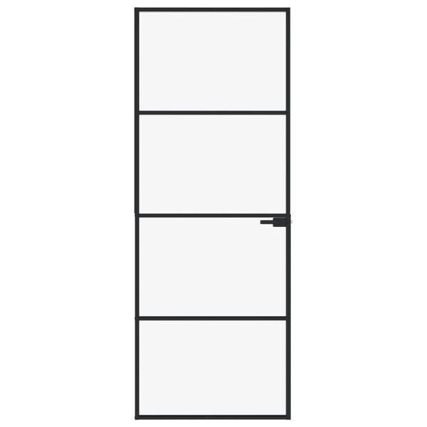 vidaXL Interior Door Black 29.9"x79.3" Tempered Glass&Aluminum Slim