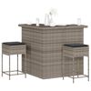 vidaXL Garden Bar Set Grey PE rattan, powder-coated steel, polyester