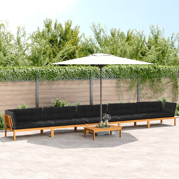 vidaXL Patio Pallet Sofa Set Set of 6 Natural wood Solid Acacia wood