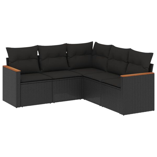 vidaXL Garden Sofa Set Black PE rattan Medium Modular Garden Sofa Set