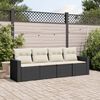 vidaXL Garden Sofa Set Black PE Rattan 4 Piece Set Modular