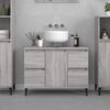 vidaXL Sink Cabinet Grey Sonoma Engineered Wood, Metal Sink Cabinet
