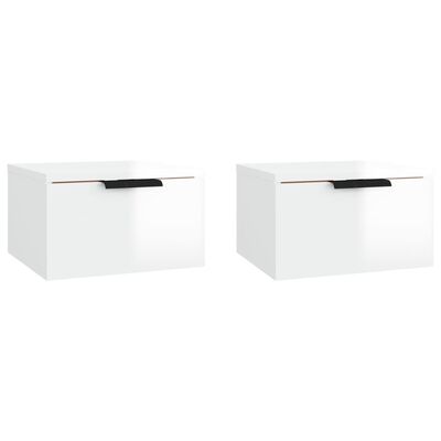 vidaXL Wall-mounted Bedside Cabinets 2 pcs 13.4"x11.8"x7.9" High Gloss White