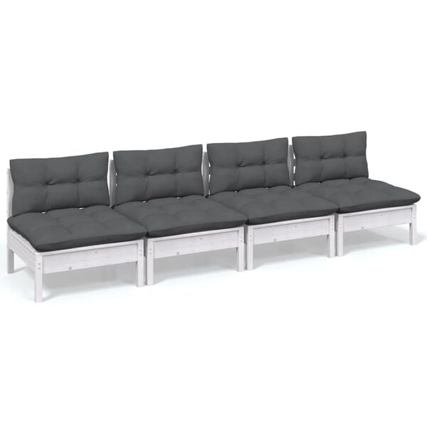 vidaXL 4-seater Garden Sofa White and Anthracite