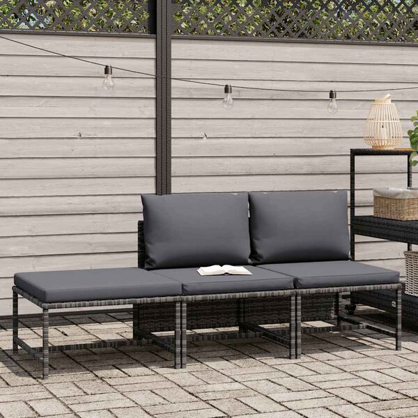 vidaXL Garden Sofa Set Gray PE rattan, steel Compact Modular