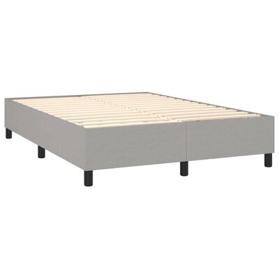 vidaXL Box Spring Bed with Mattress Light Gray Queen Fabric