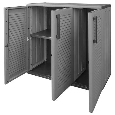 vidaXL Garden Storage Cabinet Gray and Black 40.2"x14.6"x33.1" PP