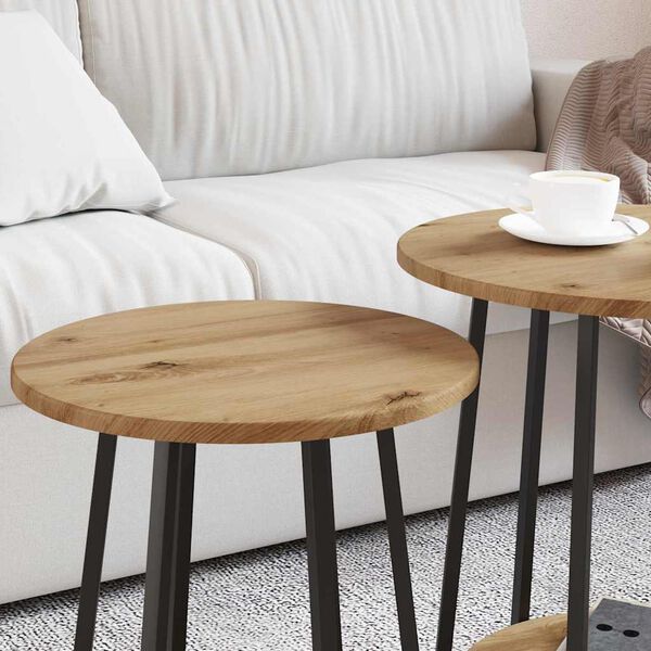 vidaXL Side Table Set 2 pcs Artisan Oak and Black 50 x 50 x 51 cm