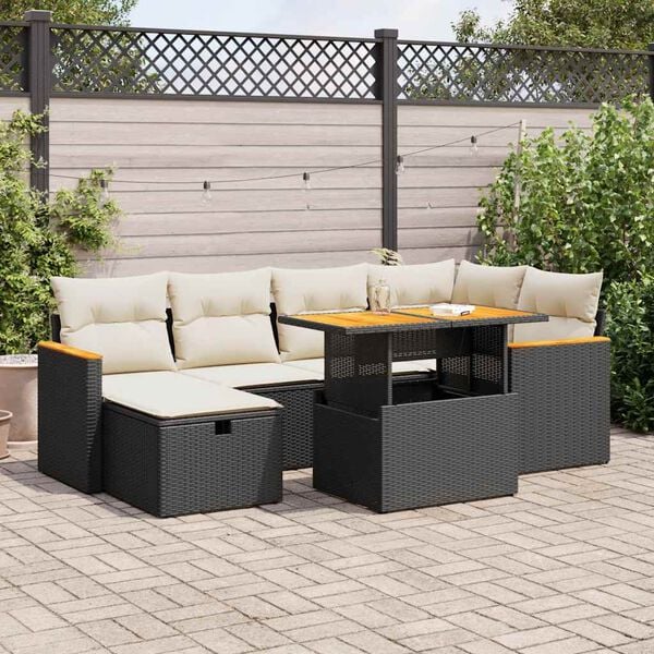 vidaXL Garden Sofa Set Black and white