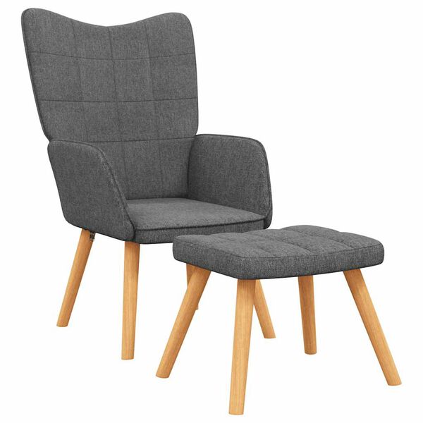 vidaXL Relaxing Chair With Stool Dark Grey