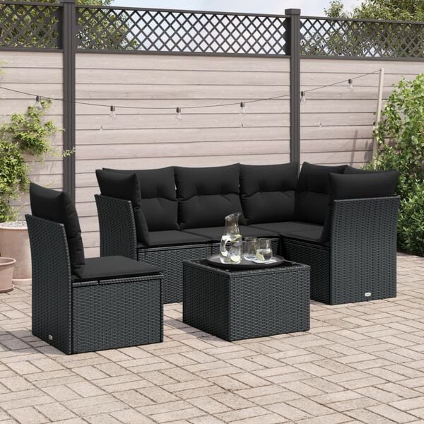 vidaXL Garden Sofa Set Black
