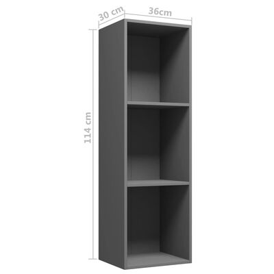 vidaXL Book Cabinet/TV Stand Gray 14.2"x11.8"x44.9" Engineered Wood
