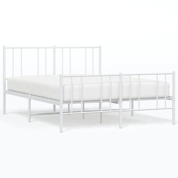 vidaXL Bed Frame White Powder-coated steel Full Bed Frame Rectangular