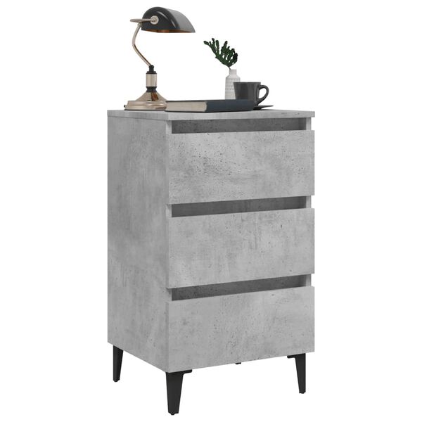vidaXL Bed Cabinet Concrete Grey Engineered Wood, Metal