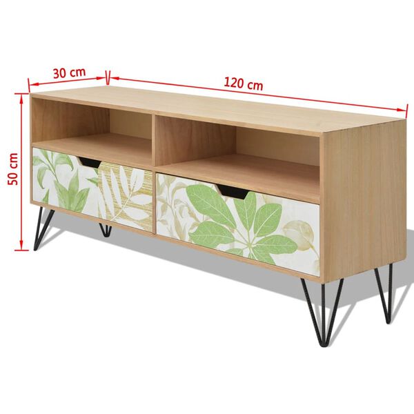 vidaXL TV Cabinet Brown, White, Green MDF, Steel 47.2 x 11.8 x 19.7 in