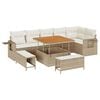 vidaXL Garden Sofa Set Height-Adjustable 9 pcs Beige poly rattan