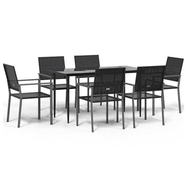 vidaXL 7 Piece Patio Dining Set Poly Rattan and Steel