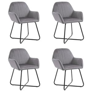vidaXL Dining Chair Set of 4 Grey Velvet and Powder-Coated Steel