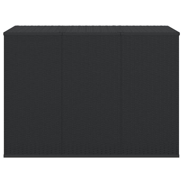 vidaXL Cushion Box Black PE rattan, powder-coated steel