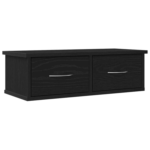 vidaXL Wall Cabinet Black Oak 23.62 x 10.24 x 7.28 in Engineered Wood