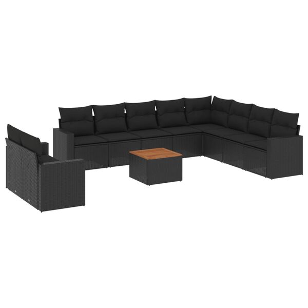 vidaXL Garden Sofa Set Black PE Rattan Large Modular Garden Sofa Set
