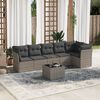 vidaXL Garden Sofa Set Grey PE rattan, powder-coated steel, tempered glass