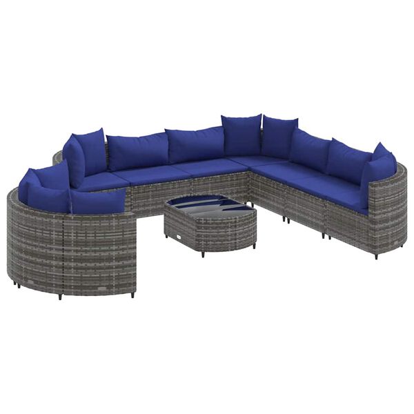 vidaXL Patio Sofa Set Set of 10 Gray