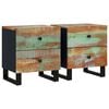 vidaXL Bedside Cabinet Set of 2 Multicolor wood tones with black frame