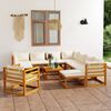 vidaXL Garden Lounge Set Cream Solid acacia wood, fabric (100% polyester)