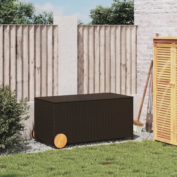 vidaXL Garden Storage Box Brown PE Rattan Medium Modern