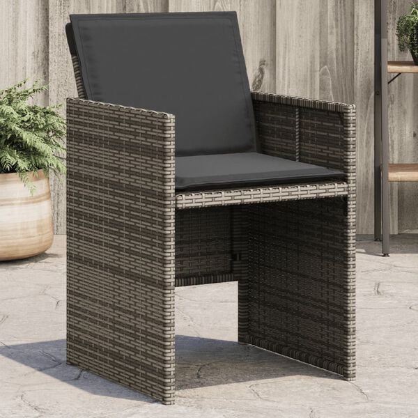 vidaXL Patio Chair Gray PE rattan One Size Removable Covers