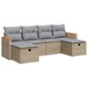 vidaXL 6 Piece Patio Sofa Set with Cushions Beige Poly Rattan