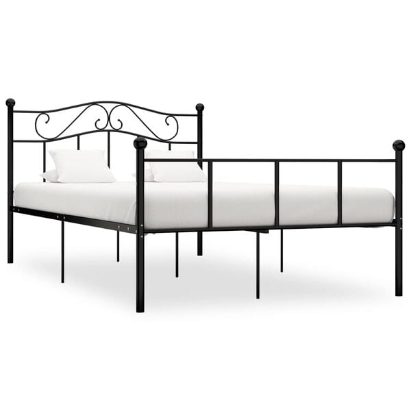 vidaXL Bed Frame Black Metal Double Durable Bed Frame Rectangular