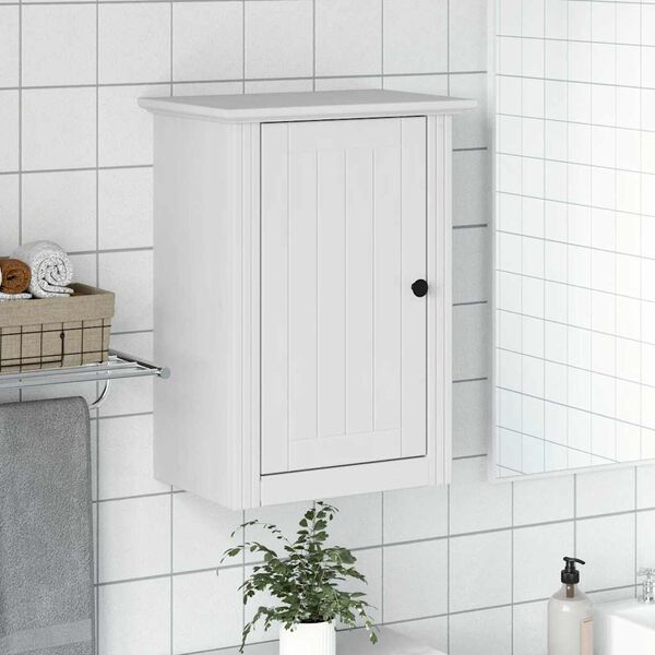 vidaXL Bathroom Wall Cabinet White Solid pinewood, engineered wood, metal