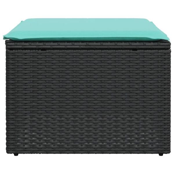 vidaXL Garden Stool Black stool, Blue cushion