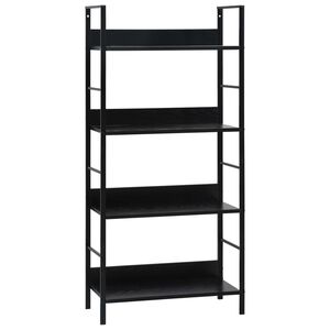 vidaXL Shelf Cabinet Black Engineered Wood, Steel Medium Shelf Cabinet
