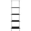 vidaXL Shelf Black Tempered Glass, Stainless Steel 5-Tier Shelf Square