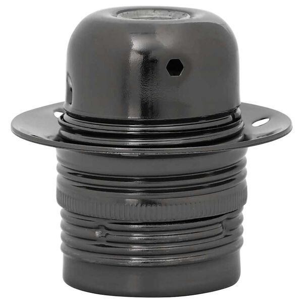 vidaXL Lamp Holder Glossy Black Metal, Ceramic Compact Gloss Finish