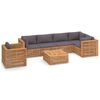 vidaXL 7 Piece Patio Lounge Set with Dark Gray Cushion Solid Teak Wood