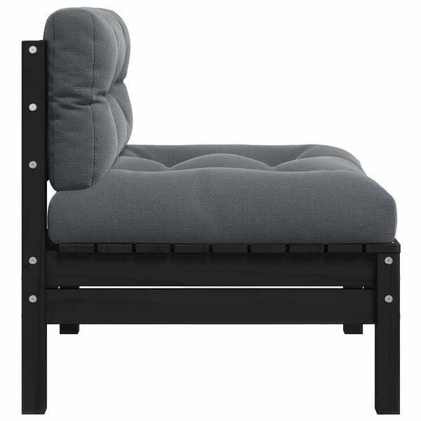 vidaXL Garden Middle Sofa Black, Anthracite Solid pine wood, 100% polyester