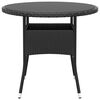 vidaXL Garden Table Black Poly Rattan, Powder-Coated Steel, Tempered Glass