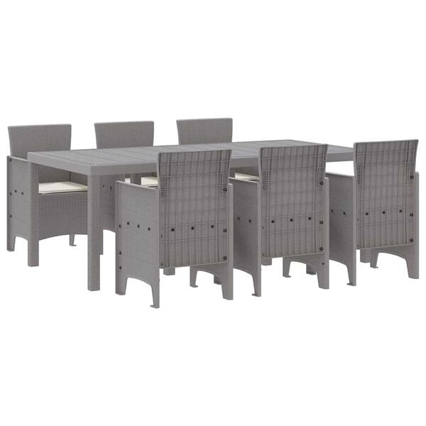 vidaXL Garden Dining Set 7 pcs Light Grey Polt rattan