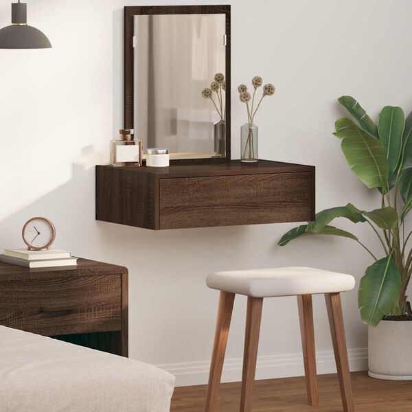 vidaXL Dressing Table Brown 23.62 x 15.75 x 27.56 in Engineered Wood