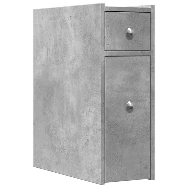 vidaXL Narrow Bathroom Cupboard Concrete grey Engineered wood Narrow