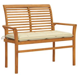 vidaXL Garden Bench Teak, Cream White Teak wood Medium Sturdy